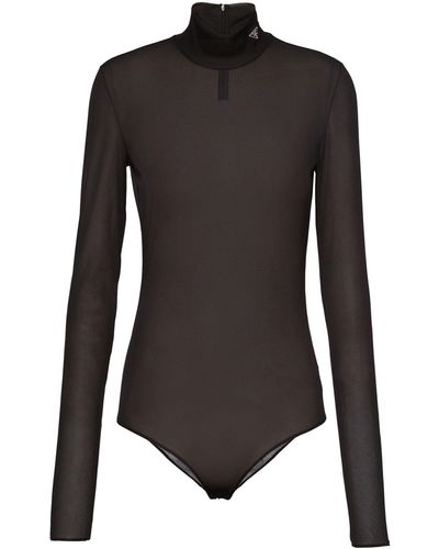 Prada Gazar Triangle-logo Bodysuit - Black