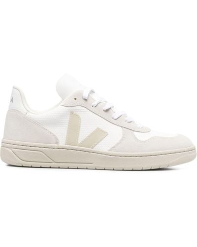 Veja White Natural Pierre V-10 Suede & Mesh Basketball Trainer