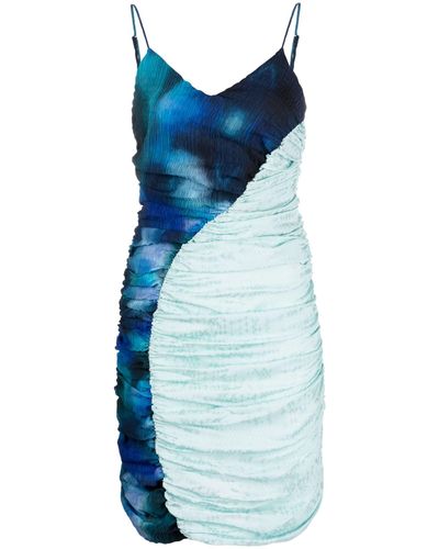Ahluwalia Solange Ruched Mini Dress - Blue