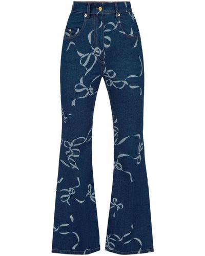 Nina Ricci Bow-print Flared Jeans - Blue
