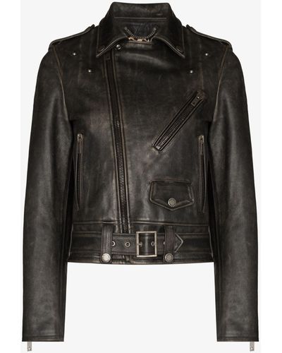 Golden Goose Distressed Leather Biker Jacket - Women's - Leather/polyester - Black