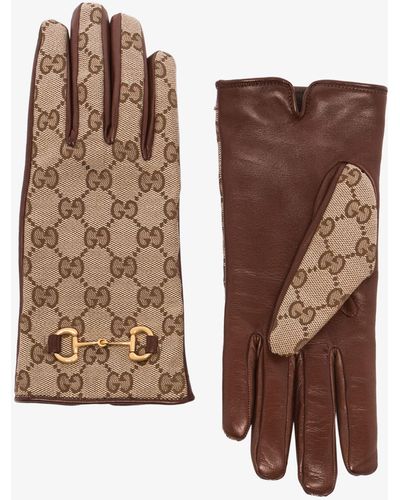 Gucci gg Supreme Gloves - Brown