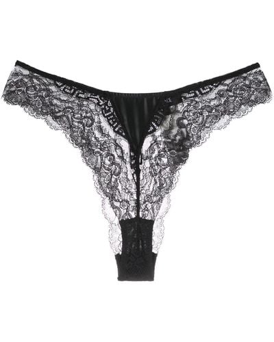 Versace High-cut Lace-panelled Thongs - Black