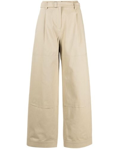 Low Classic Neutral Wide-leg Cotton Pants - Natural