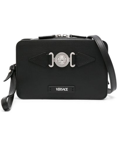 Versace Medusa biggie Small Leather Messenger Bag - Black