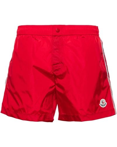 Moncler Logo-patch Swim Shorts - Red