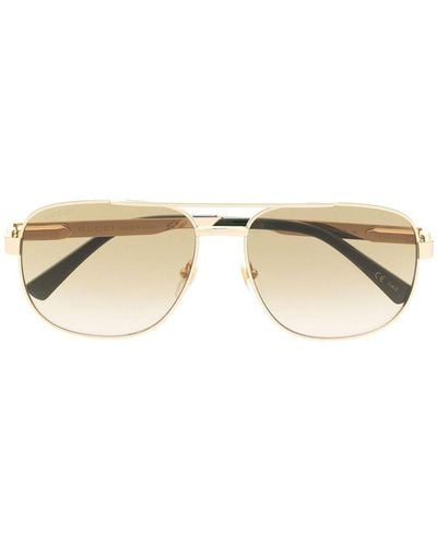 Gucci Logo-engrave Pilot-frame Sunglasses - Natural