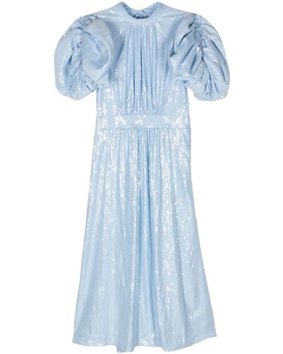 ROTATE BIRGER CHRISTENSEN Sequinned Puff-sleeve Midi Dress - Blue