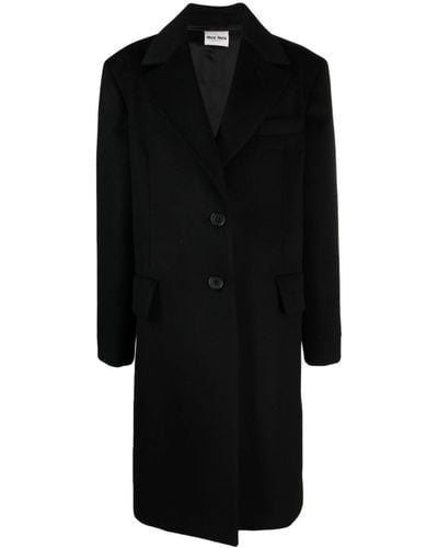 Miu Miu Virgin Wool-blend Velour Coat - Black