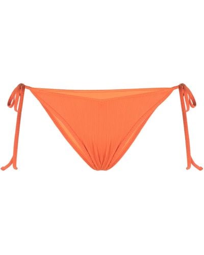 Frankie's Bikinis Connor Plissé Side-tie Bikini Bottoms - Orange