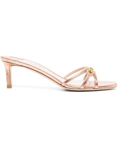 Tom Ford Whitney T Metallic Leather Mules - Pink