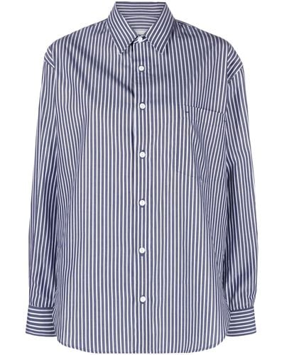 Matteau Striped Organic-cotton Shirt - Blue