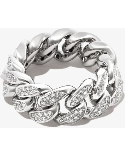 SHAY 18k White Gold Flat Link Diamond Ring - Men's - Diamond/18kt White Gold - Metallic