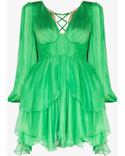 Maria Lucia Hohan Lilou Draped Silk Mini Dress - Women's - Silk - Green