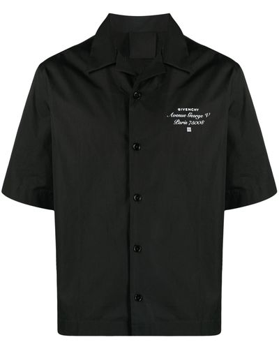 Givenchy Logo-embroidered Short-sleeved Shirt - Black