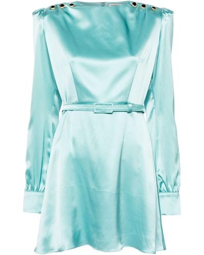 Alessandra Rich Belted Silk Mini Dress - Women's - Polyamide/silk - Blue
