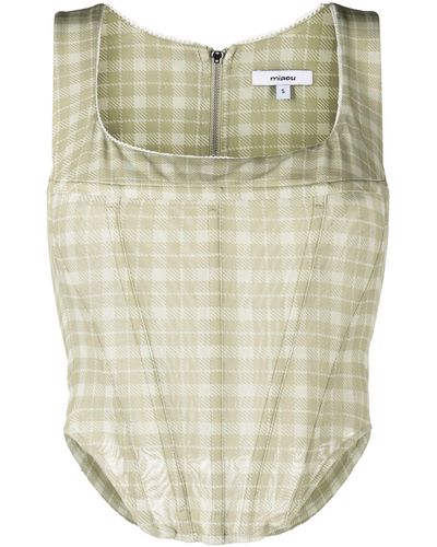 Miaou Campbell Check Print Corset Top - Natural