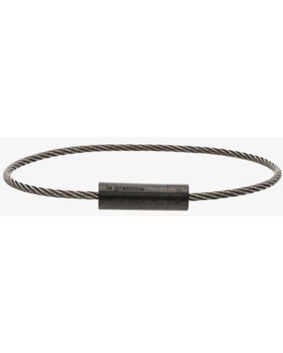 Le Gramme Sterling Silver Le 5g Brushed Cable Bracelet - Black