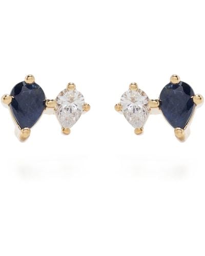 Adina Reyter 14k Yellow Premier Amigos Sapphire And Diamond Earrings - Metallic