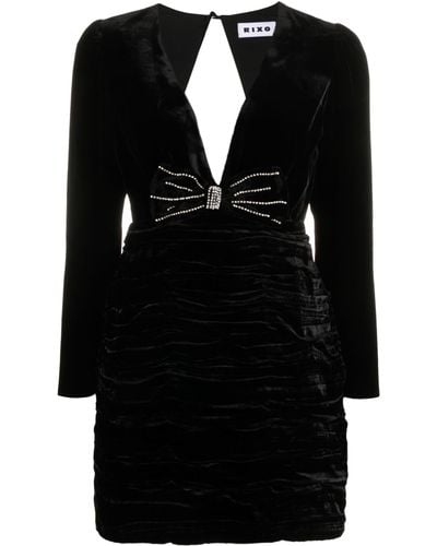 RIXO London Vivi Velvet Open-back Minidress - Black