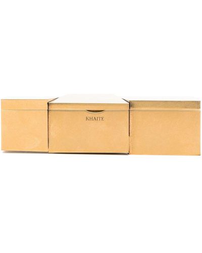 Khaite -toned Metal Box Clutch Bag - Women's - Brass - Natural