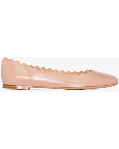 Chloé Lauren Scalloped Trim Court Shoes - Pink