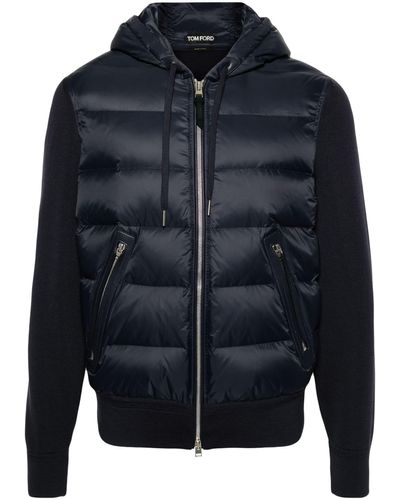 Tom Ford Black Hooded Puffer Jacket - Men's - Polyamide/wool/elastane/down - Blue