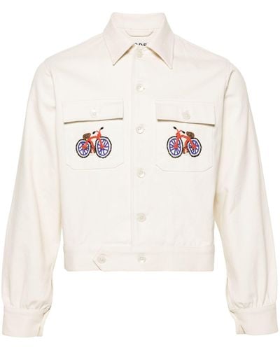 Bode Bicycle Beaded-details Shirt Jacket - White