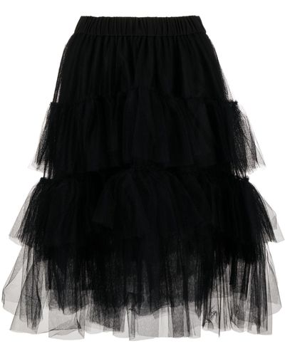 Black Tulle Skirt for Women Knee Length With Lining 