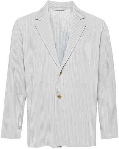 Homme Plissé Issey Miyake Pleated Single-breasted Jacket - White