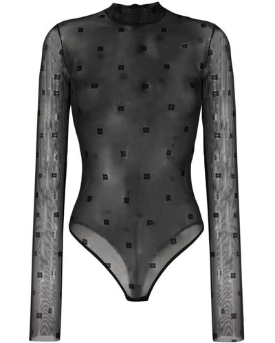 Givenchy Logo-print Mesh Bodysuit - Black