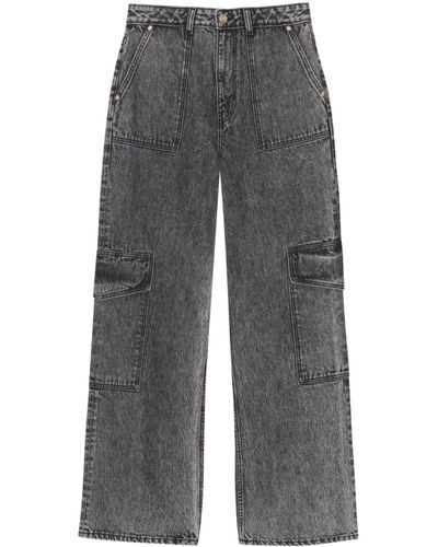 Ganni Mid-rise Wide-leg Jeans - Gray