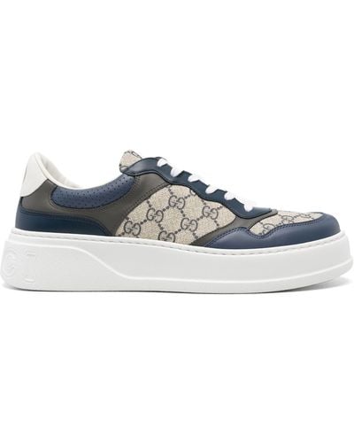 Gucci Chunky Canvas & Leather Low-top Sneakers - Blue