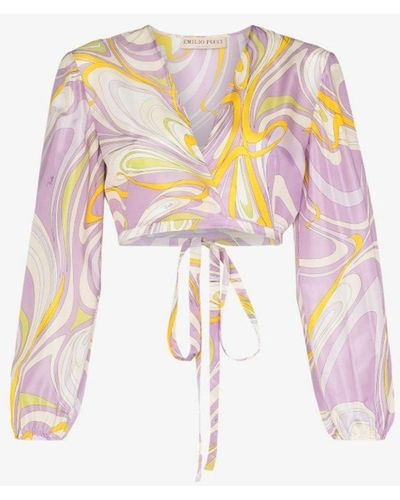 Emilio Pucci Onde Print Silk Crop Top - Purple