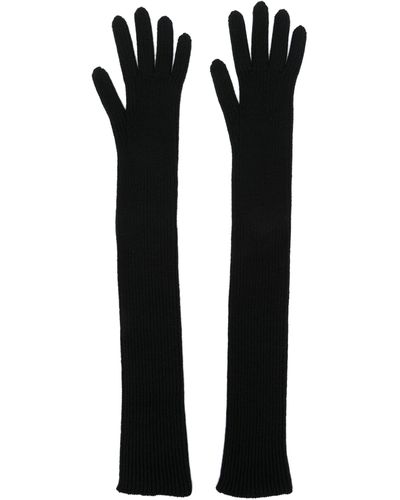 Moncler Long Virgin Wool Gloves - Black