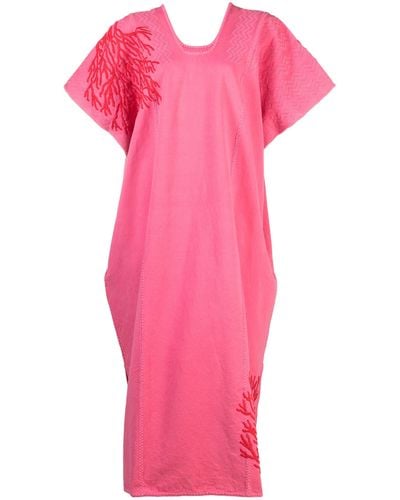 Pippa Holt Embroidered Cotton Midi Dress - Women's - Cotton - Pink
