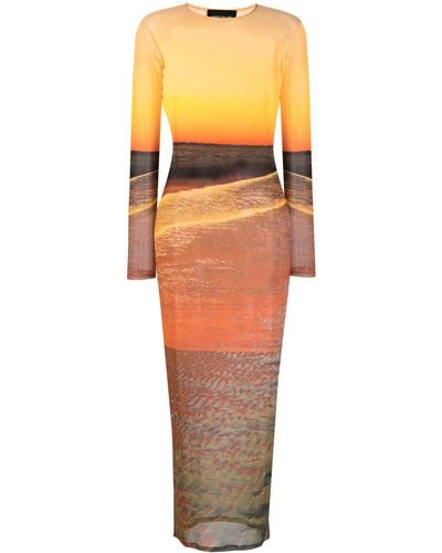 Louisa Ballou Multicolor High Tide Maxi Dress - Orange