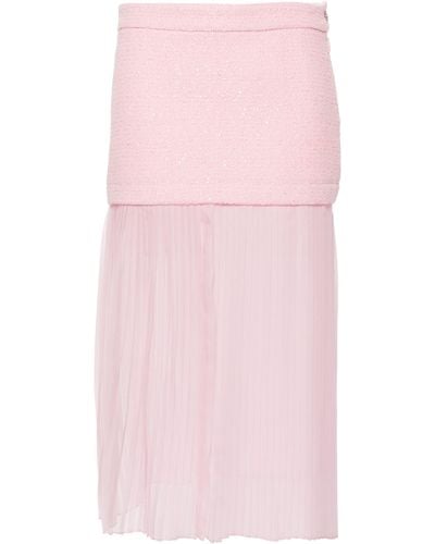 Gucci Layered Silk-tweed Midi Skirt - Women's - Cotton/wool/polyamide/viscosepolyestersilk - Pink