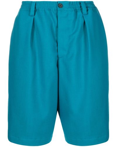 Marni Elasticated-waist Wool Shorts - Blue