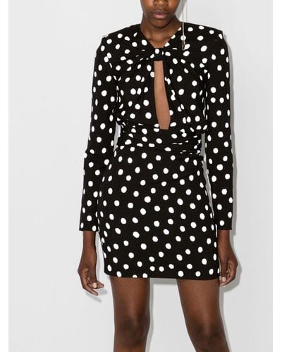 Saint Laurent Polka Dot Cut-out Mini Dress - Women's - Silk/viscose - Black
