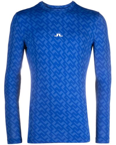 J.Lindeberg Thor Long Sleeve Logo Print Top - Men's - Polyamide/spandex/elastane - Blue