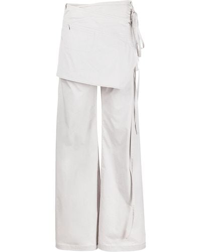 Low Classic Layered Wrap Skirt Pants - White