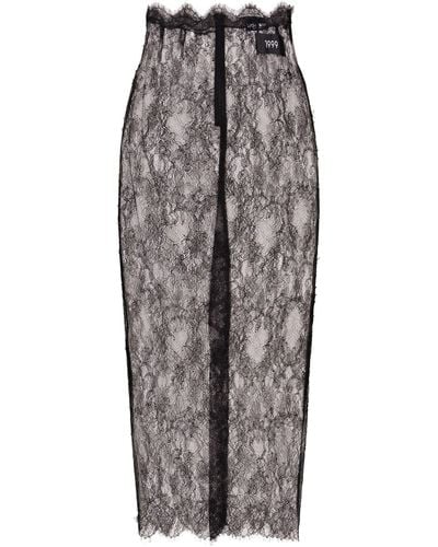 Dolce & Gabbana Semi-sheer Midi Skirt - Grey