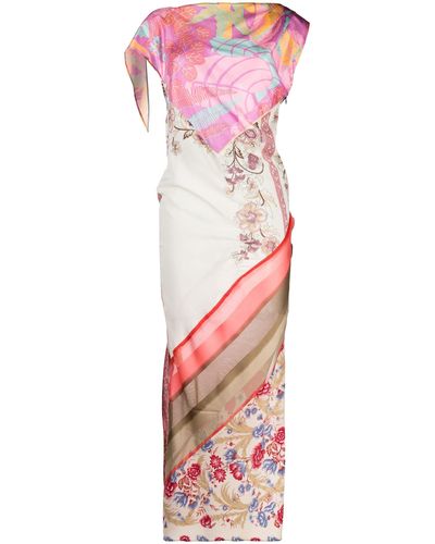 Conner Ives Cowl Neck Printed Scarf Dress - Women's - Silk/polyester - Pink