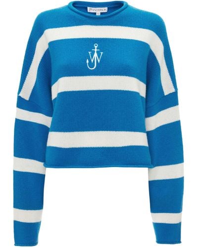 JW Anderson Anchor Embroidery Cropped Jumper - Blue