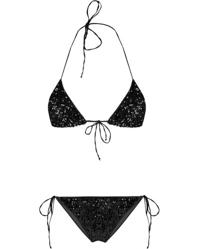 Oséree Self-tie Bikini Set Embellished With Sequins - White