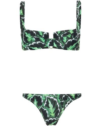 Reina Olga Brigitte Leaf-print Bikini - Green