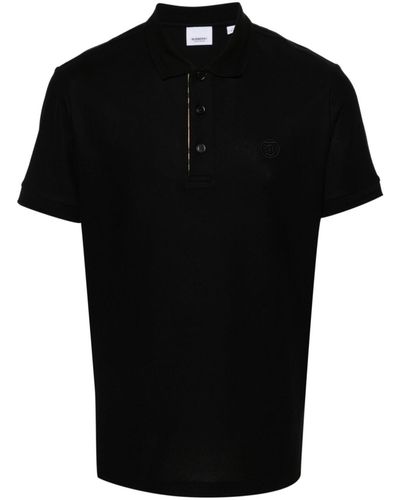 Burberry Logo Cotton Polo Shirt - Black