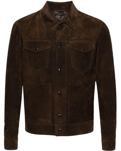 Tom Ford Suede Western Shirt Jacket - Men's - Calf Suede/cupro/cotton - Brown