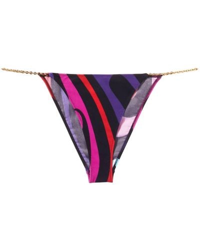 Emilio Pucci Black Marmo Print Bikini Bottoms - Women's - Elastane/nylon - Purple